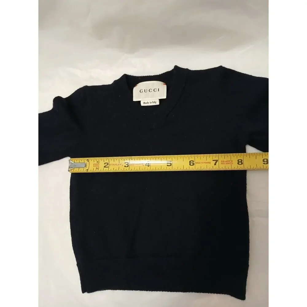 Gucci Sweater Boy Baby 6-9 Month Navy Blue Web Trim Wool Nautical Designer Fancy